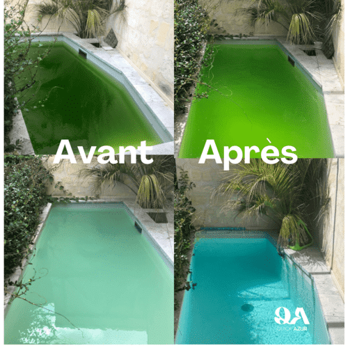 piscine verte avant après traitement